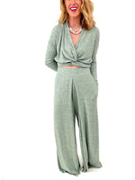 ultra wide leg lounge pant with pockets 
