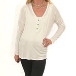 Basic Henley Thermal In White - Alden+Rose LLC 