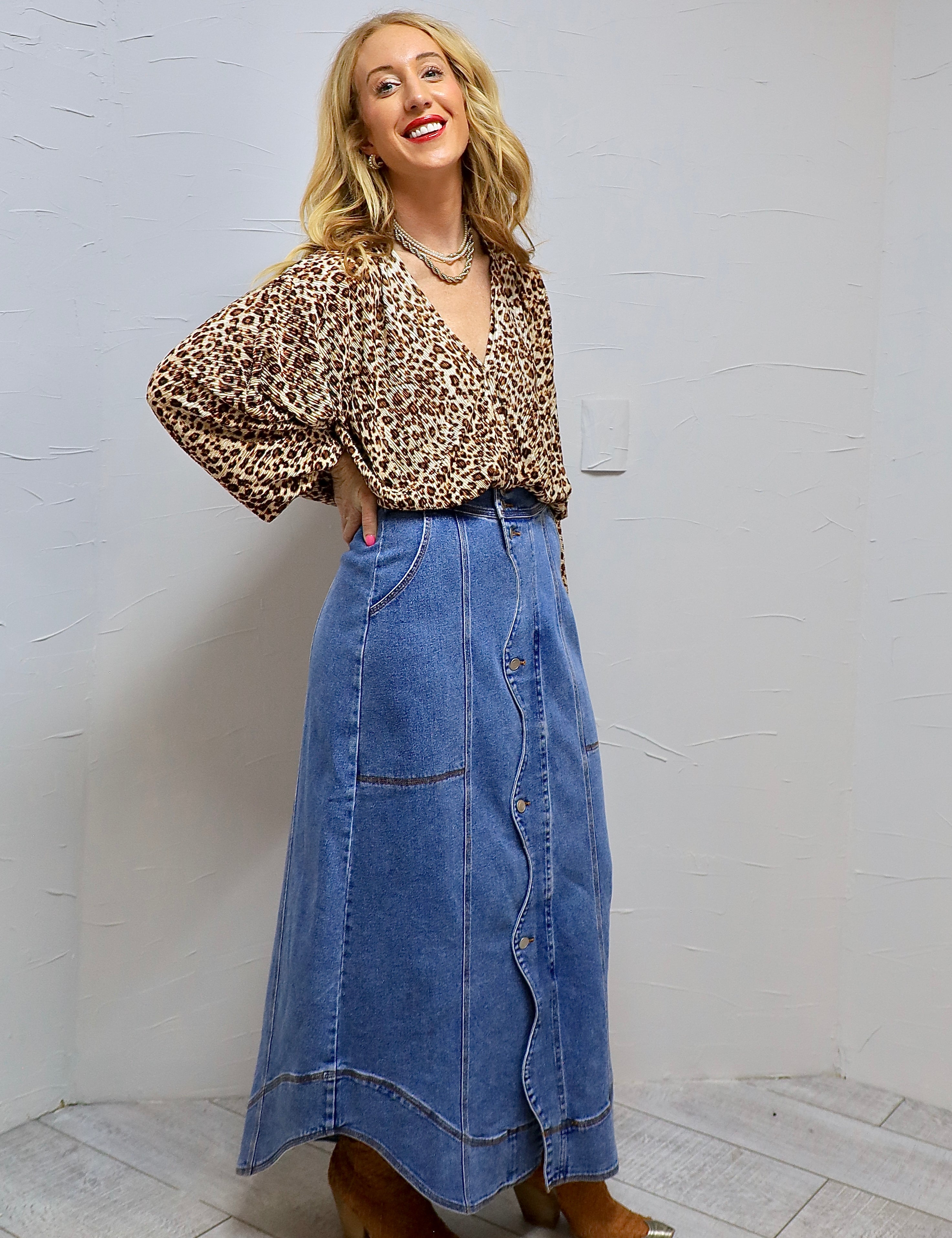 Western Chic Denim Skirt