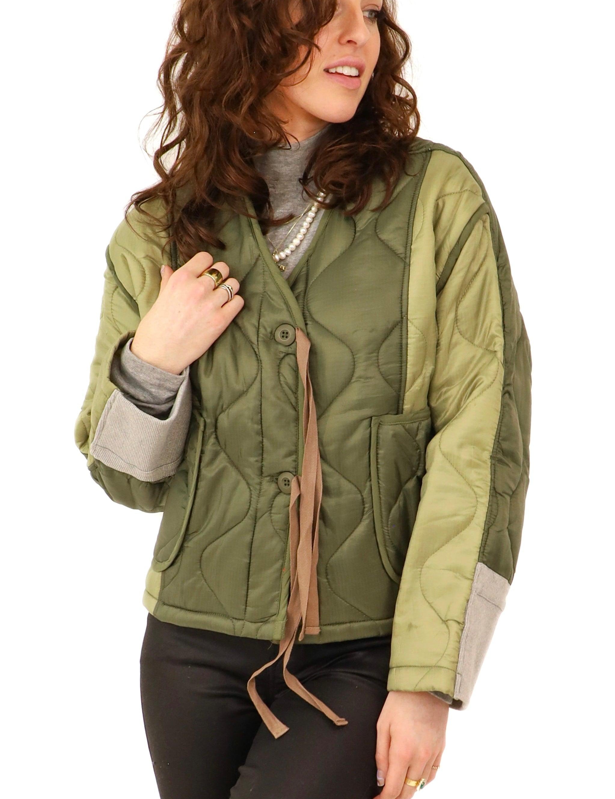 green puffer jacket