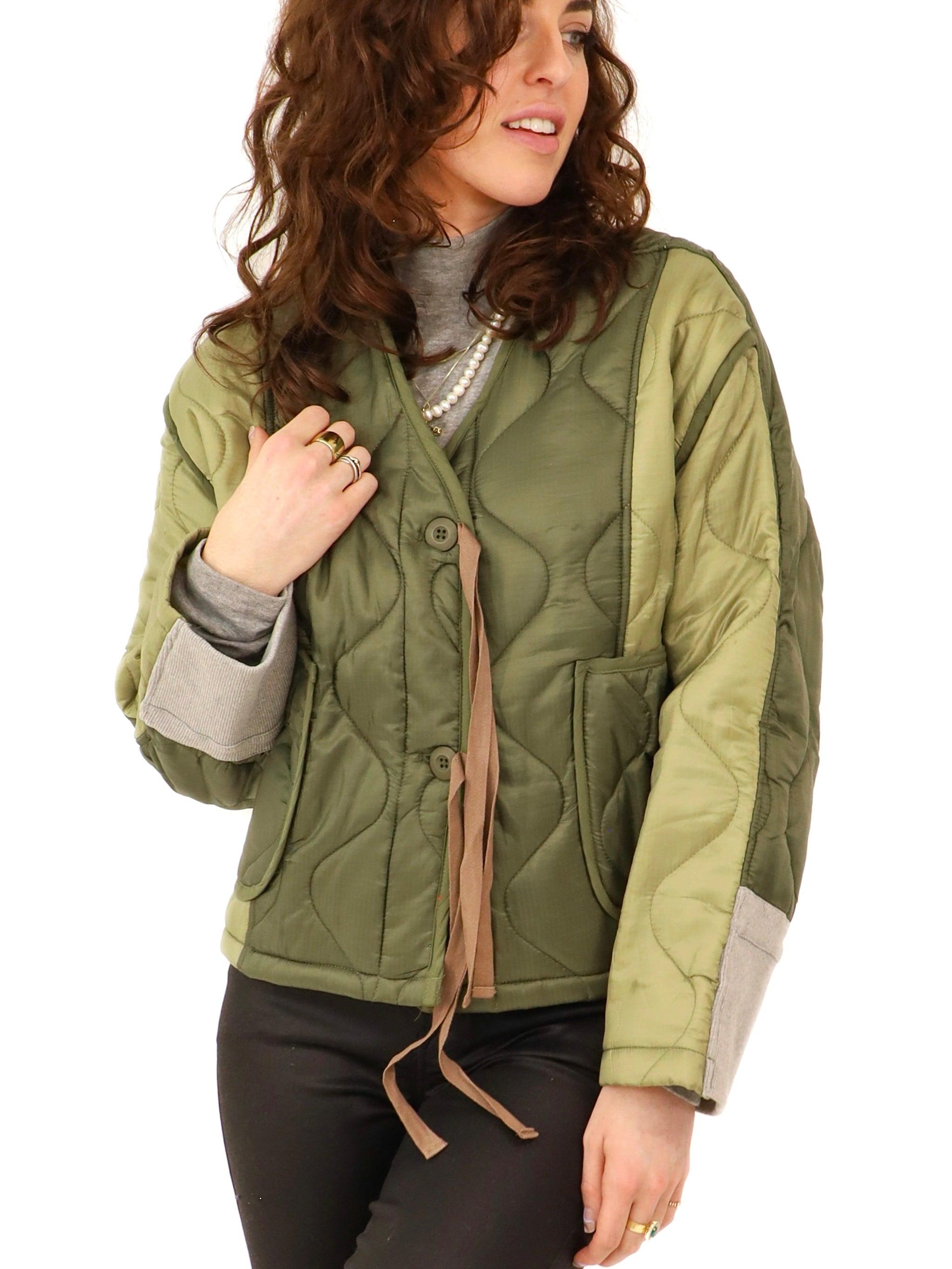 green puffer jacket