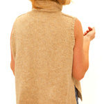 turtleneck sweater with stitching detail on shoulders