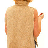 turtleneck sweater with stitching detail on shoulders