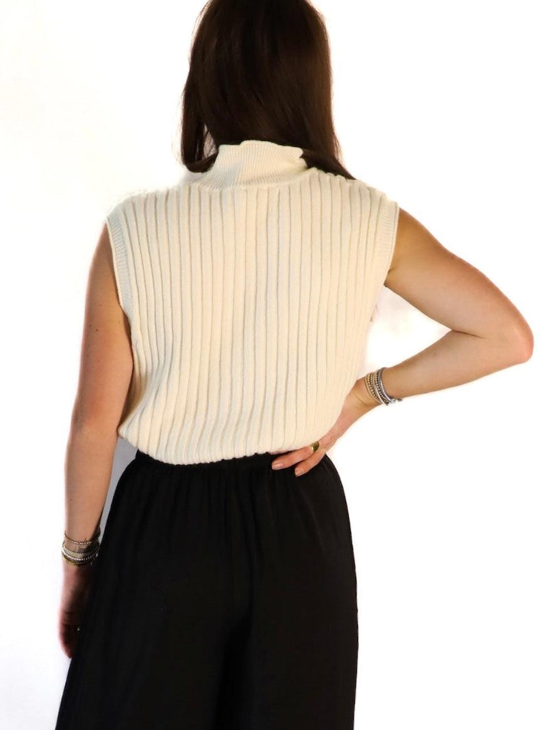Elevated Ribbed Cream Top