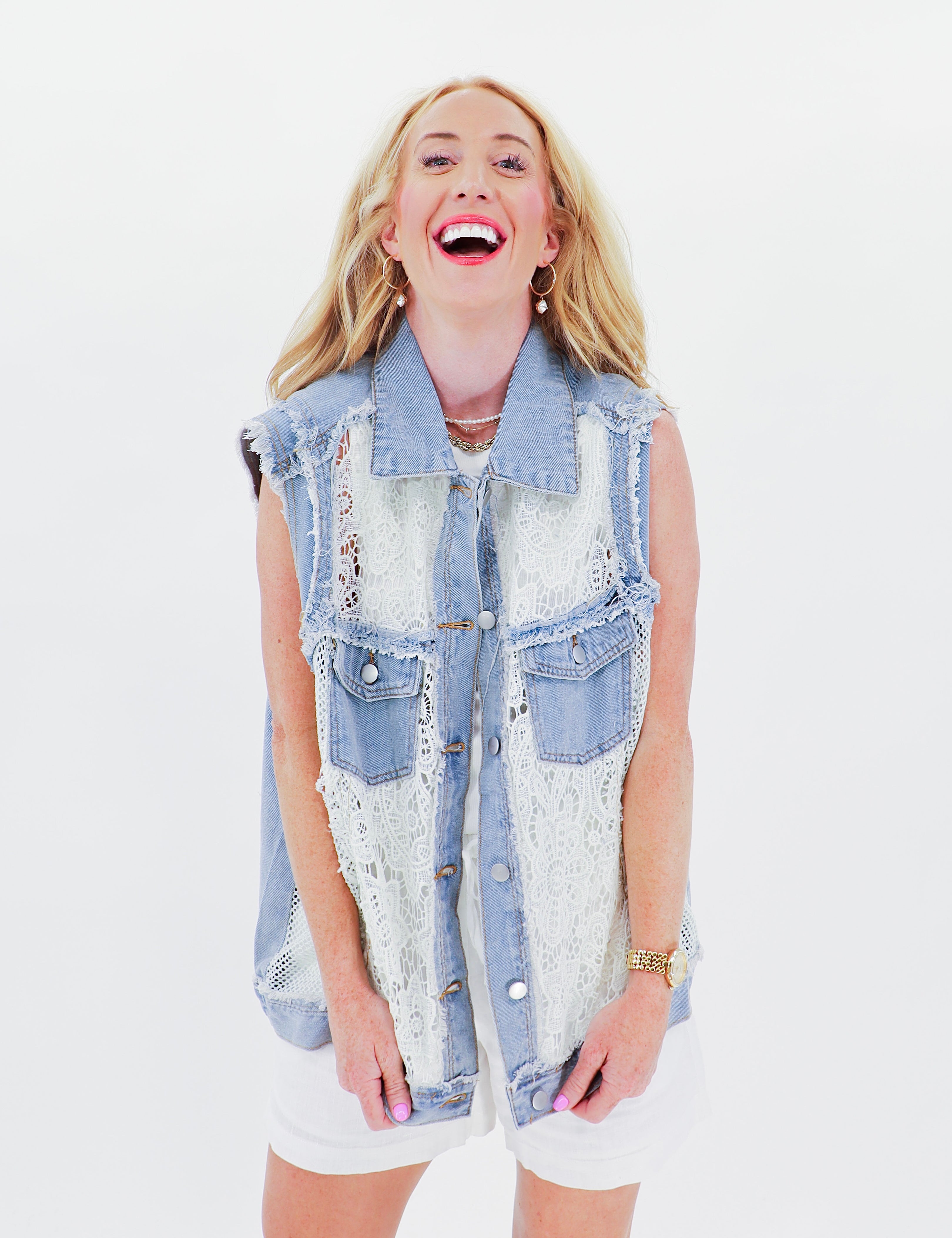 Lacy's Lace Denim Vest