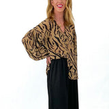 animal print blouse brown and black