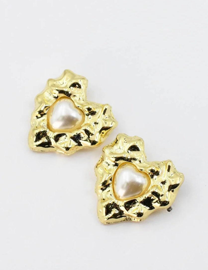 Mini Pearl Heart Stud - Alden+Rose LLC 