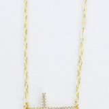 Side Gold Cross Necklace