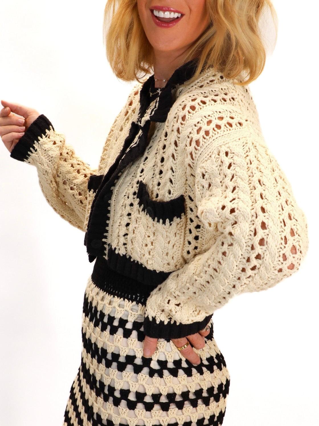 Hooked On You Crochet Knit Sweater - Alden+Rose LLC 