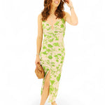 Green floral midi dress