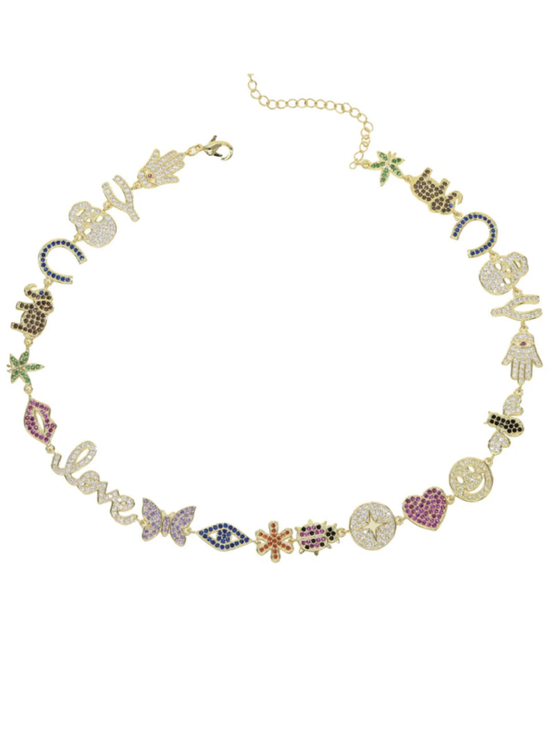 Rainbow Mantra Charm Necklace