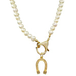 Horseshoe Charm & Pearl Necklace - Alden+Rose LLC 