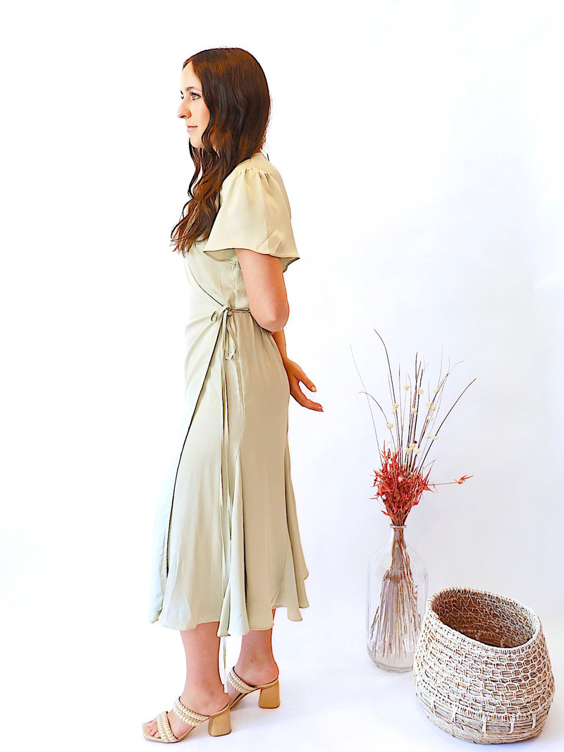 Emerson's Sage Satin Dress
