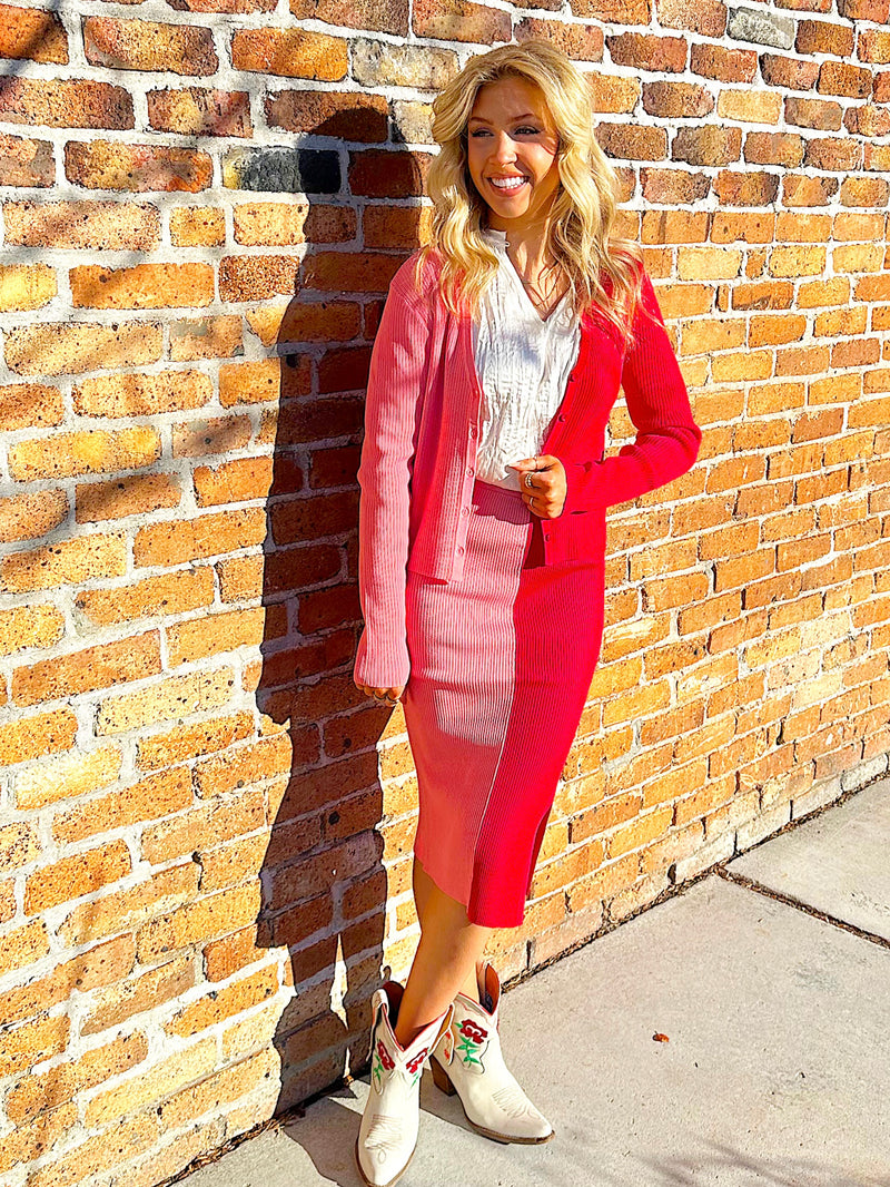 Carmine Contrast Skirt