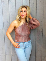 All The Feels Metallic Pleated Top