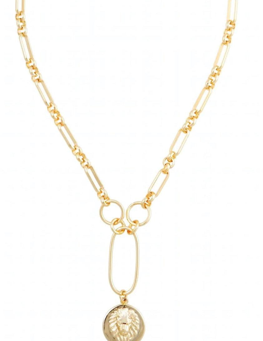 Zoe Lion Medallion Lariat - Alden+Rose LLC 