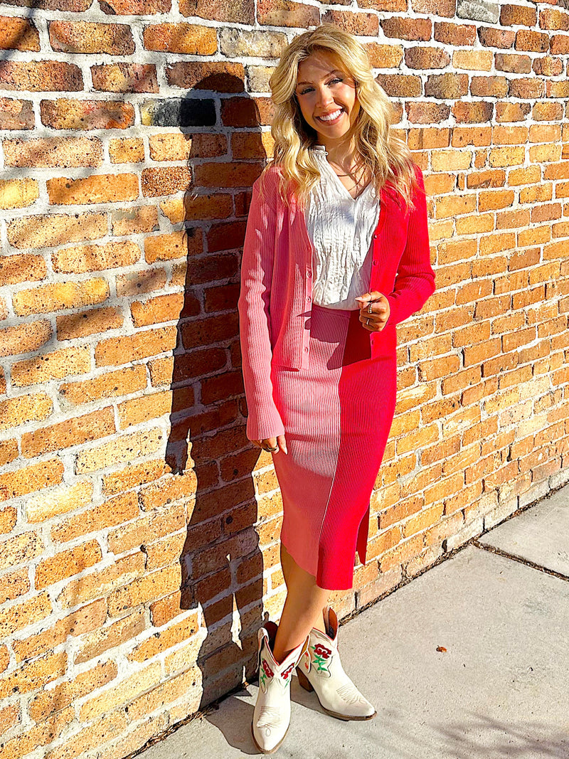 Carmine Contrast Cardigan