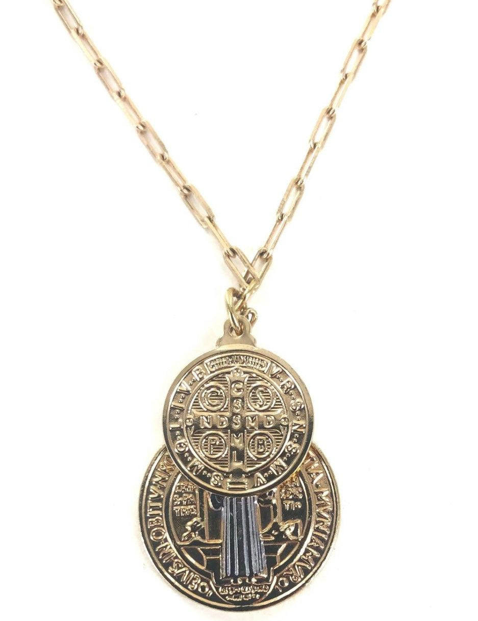 Saint Benedict Coin Necklace - Alden+Rose LLC 