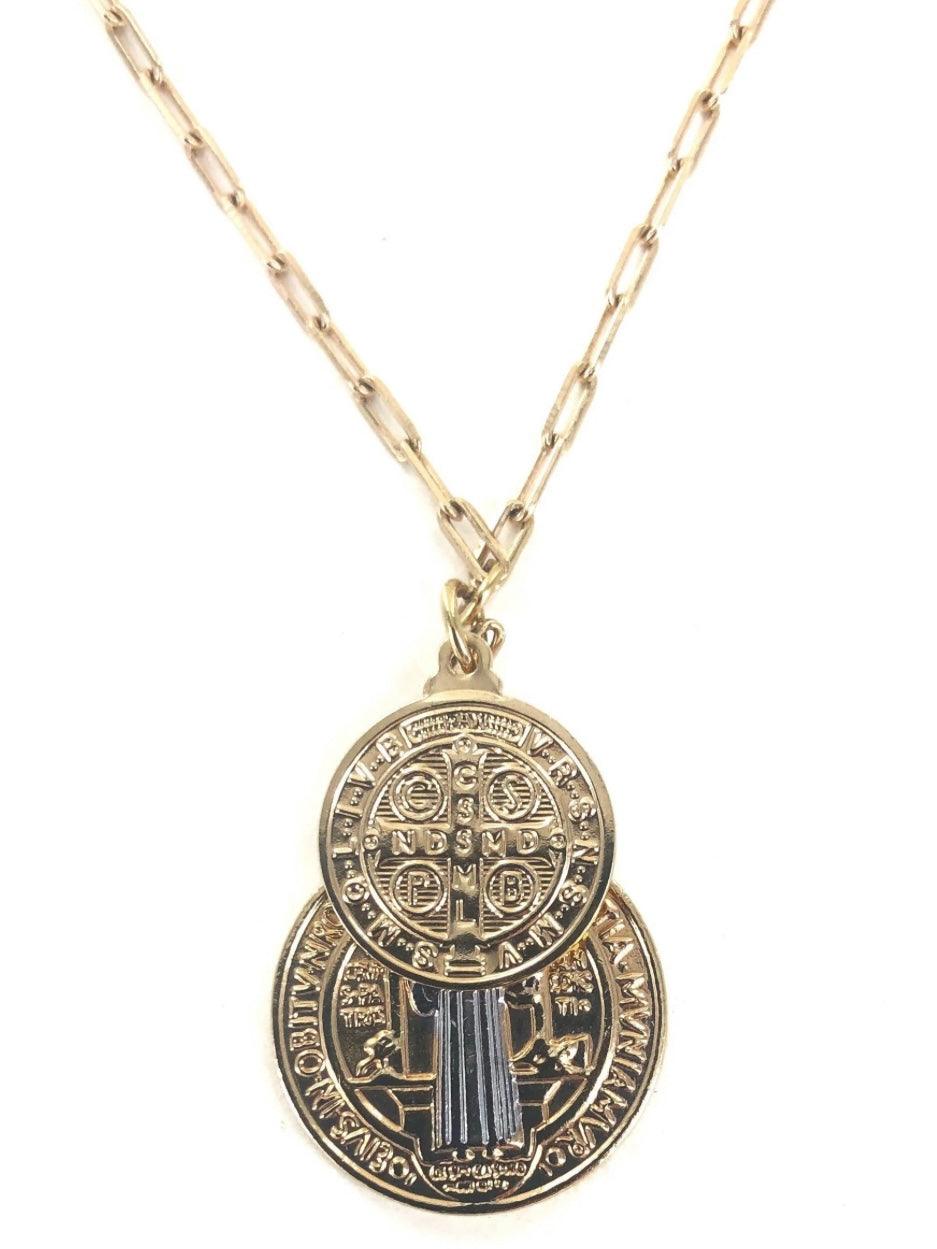 Saint Benedict Coin Necklace